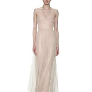 Reverly Blush Tulle Illusion Neckline Evening Gown